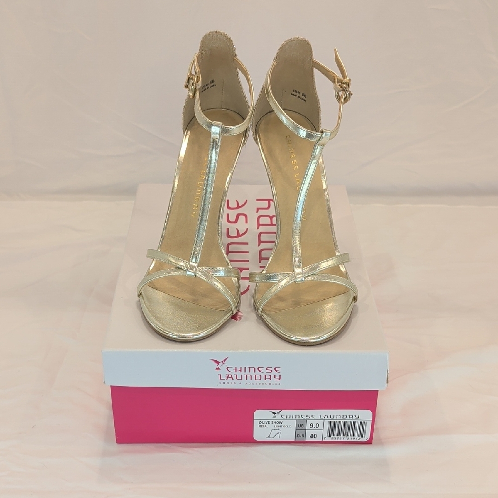 Sparkling Chinese Laundry Metallic Gold Heels